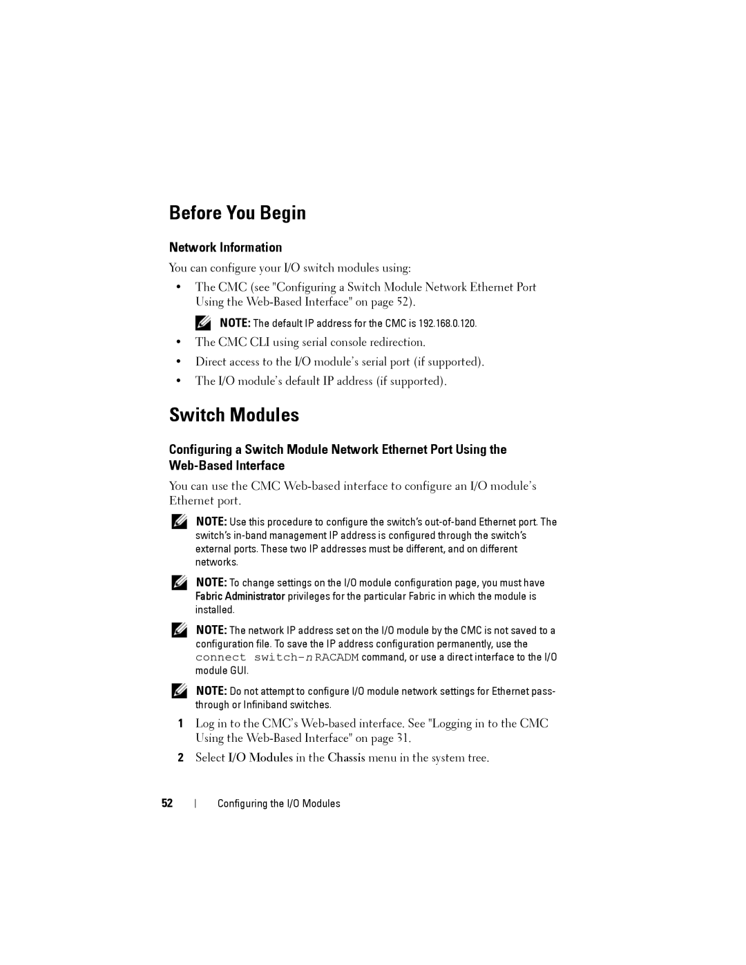 Dell M1000E manual Before You Begin, Switch Modules 