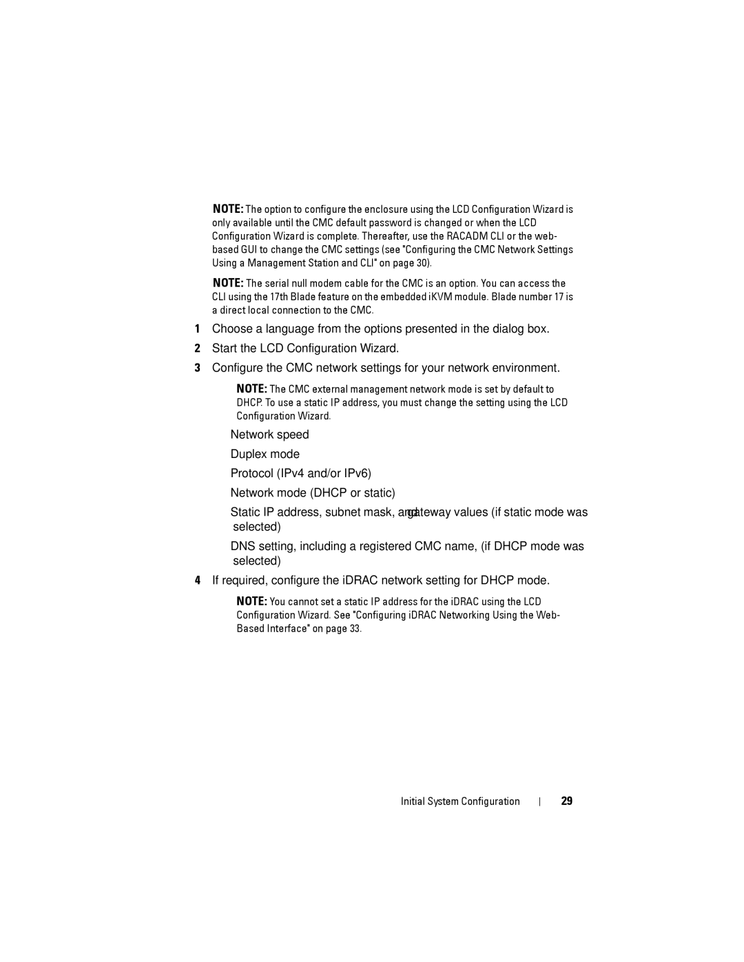 Dell M1000E manual Initial System Configuration 