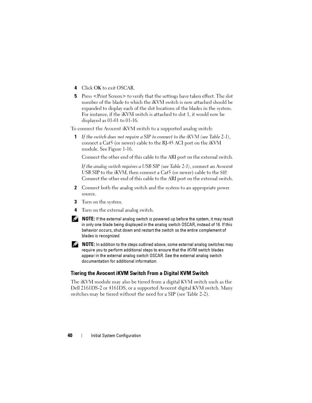 Dell M1000E manual Tiering the Avocent iKVM Switch From a Digital KVM Switch 