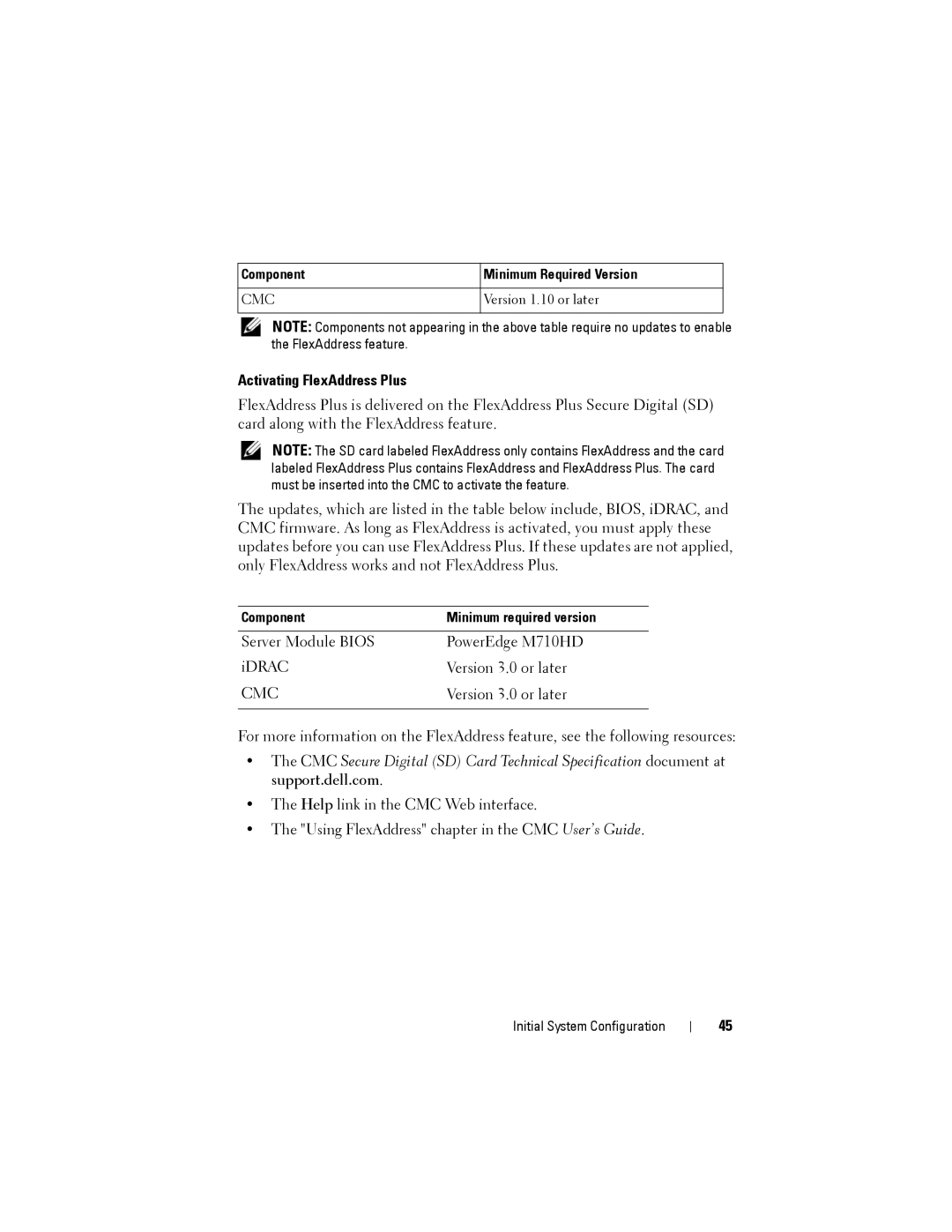 Dell M1000E manual Activating FlexAddress Plus, Cmc 