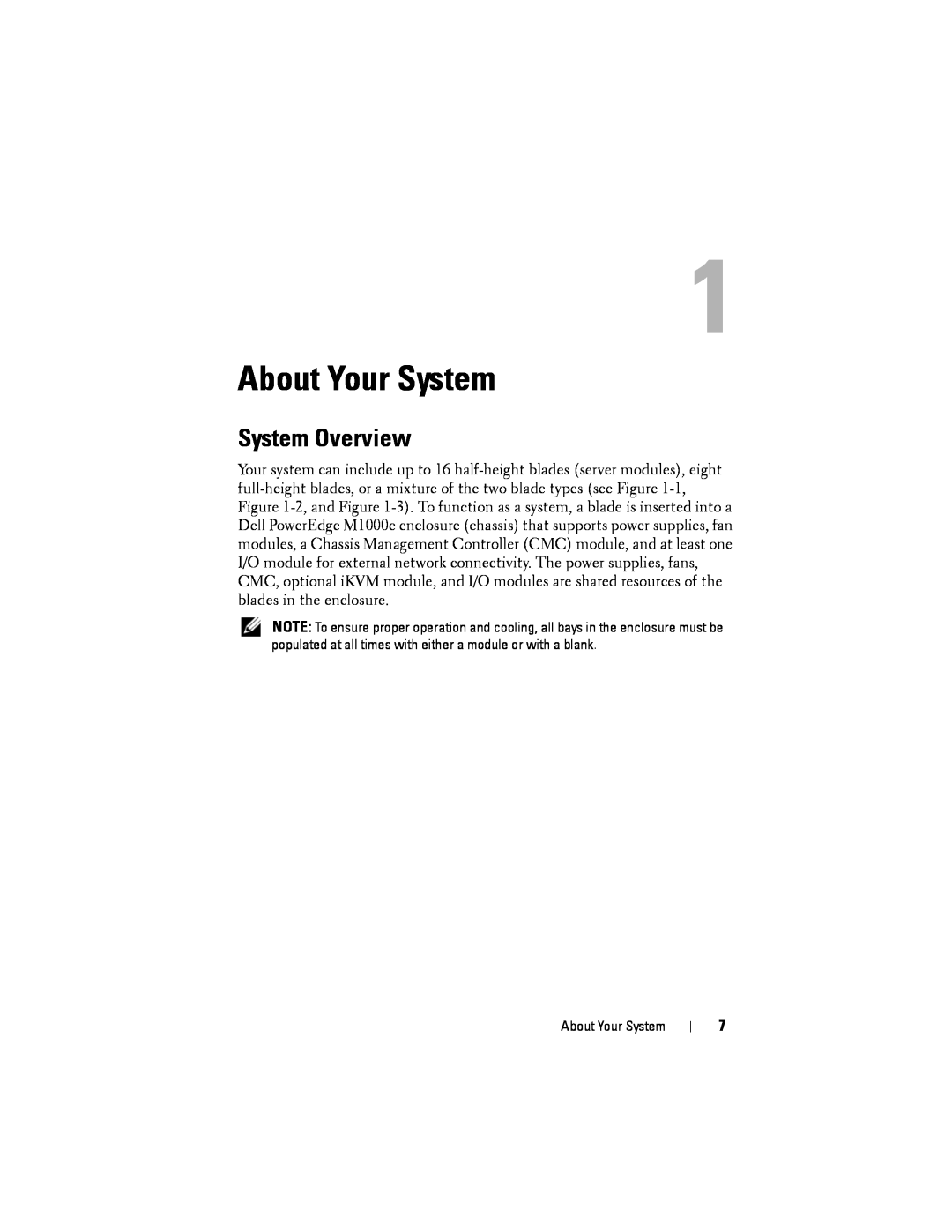 Dell M1000E manual About Your System, System Overview 