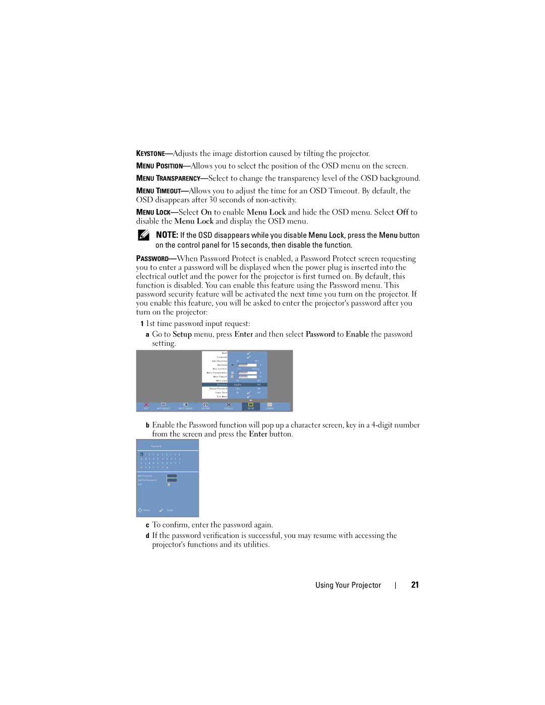 Dell M109S manual Using Your Projector 