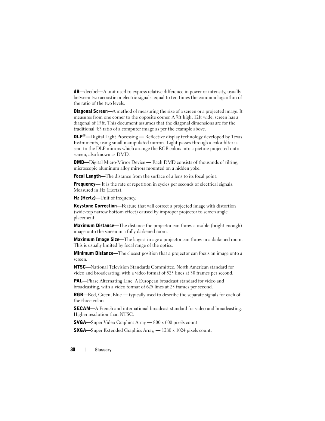 Dell M109S manual Glossary 