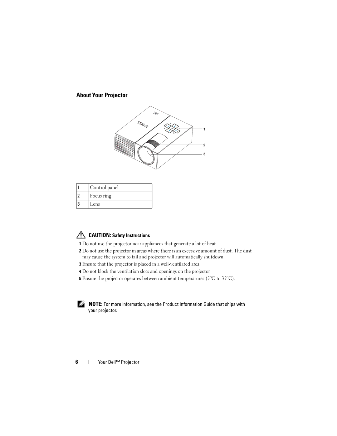 Dell M109S manual About Your Projector 