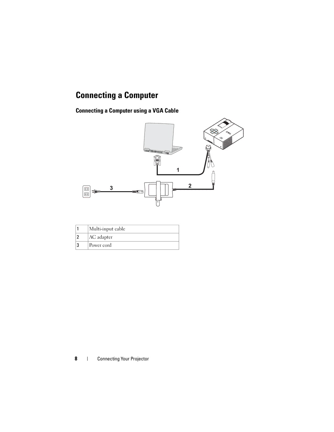 Dell M109S manual Connecting a Computer 