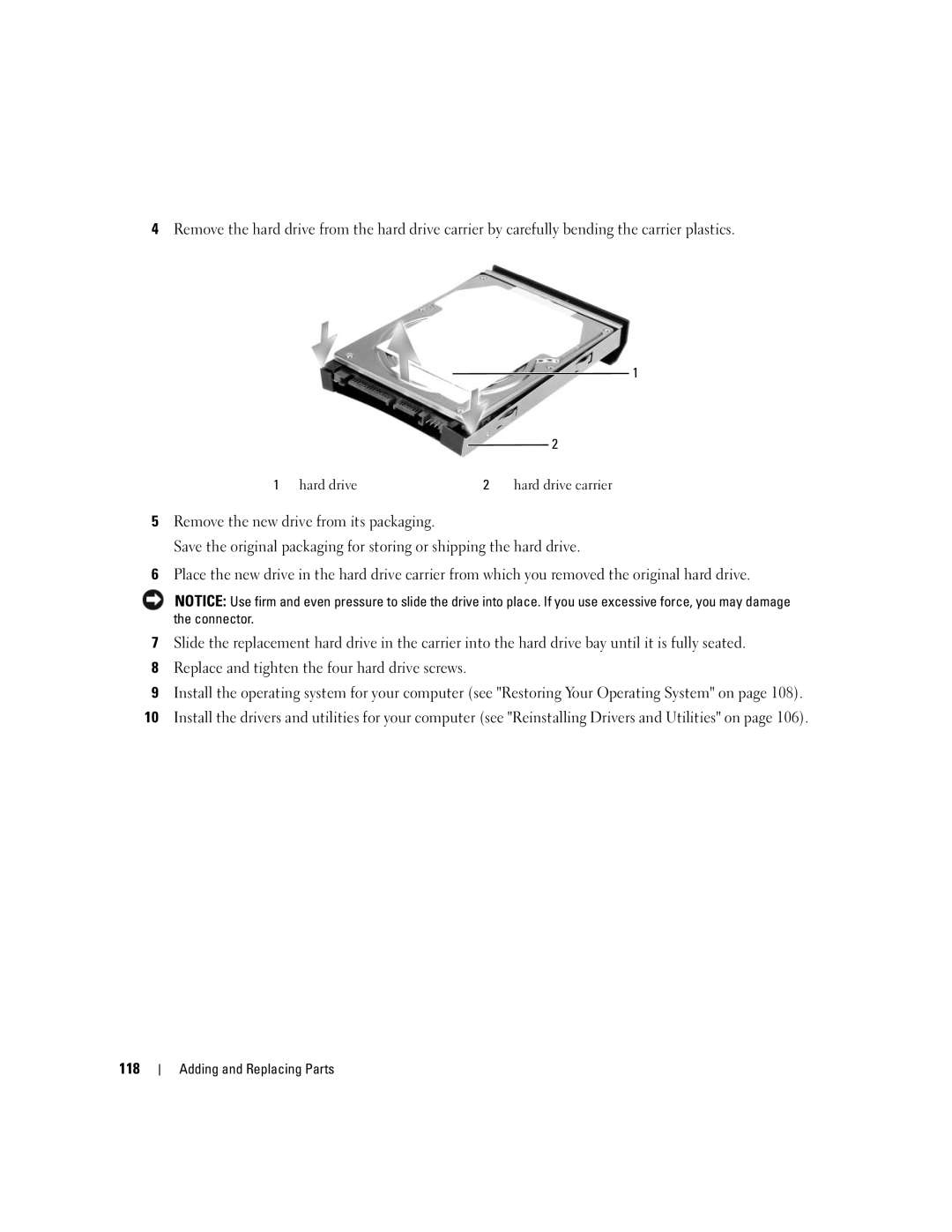 Dell M1210 manual Hard drive Hard drive carrier 