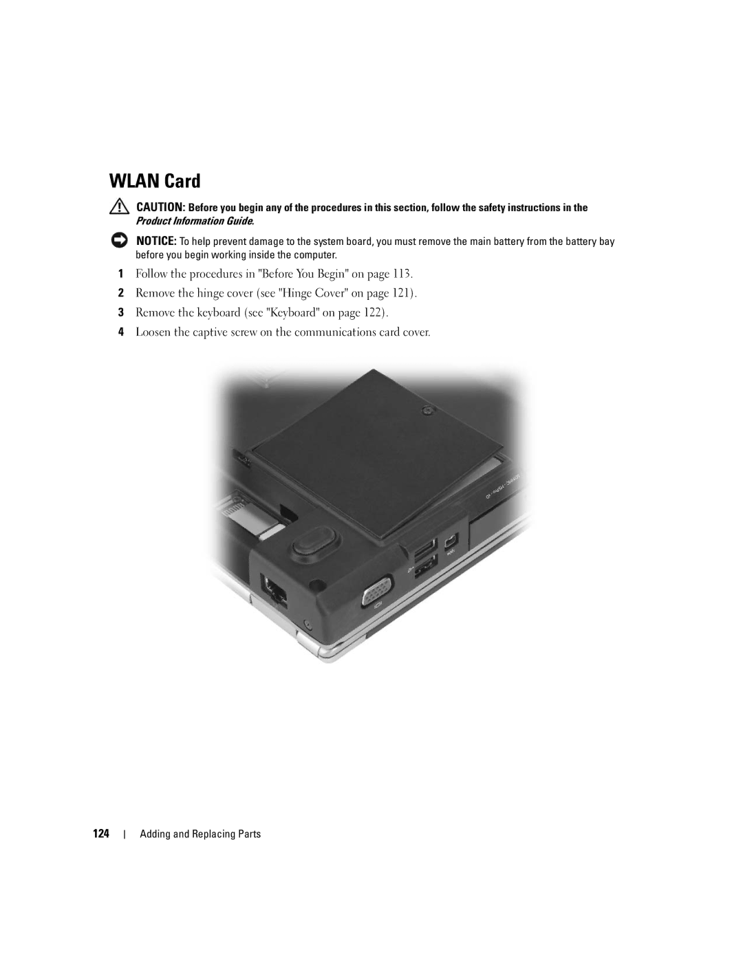 Dell M1210 manual Wlan Card 