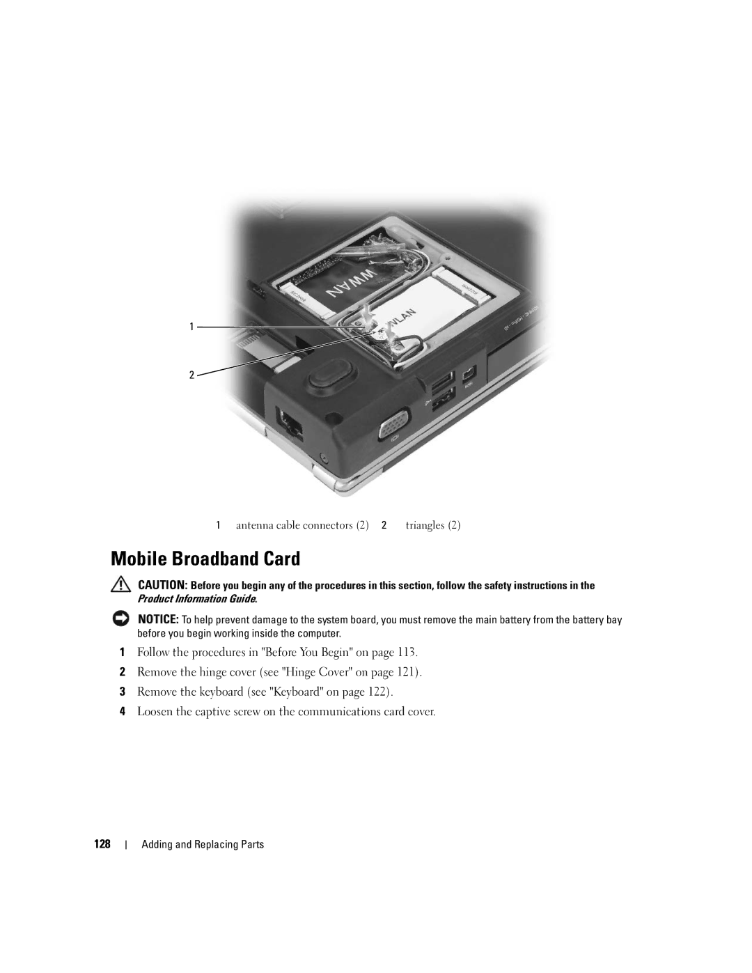 Dell M1210 manual Mobile Broadband Card 