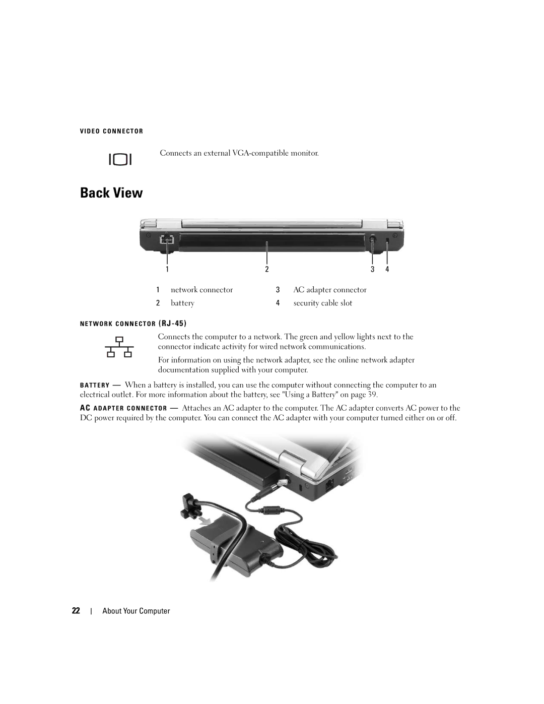 Dell M1210 manual Back View 