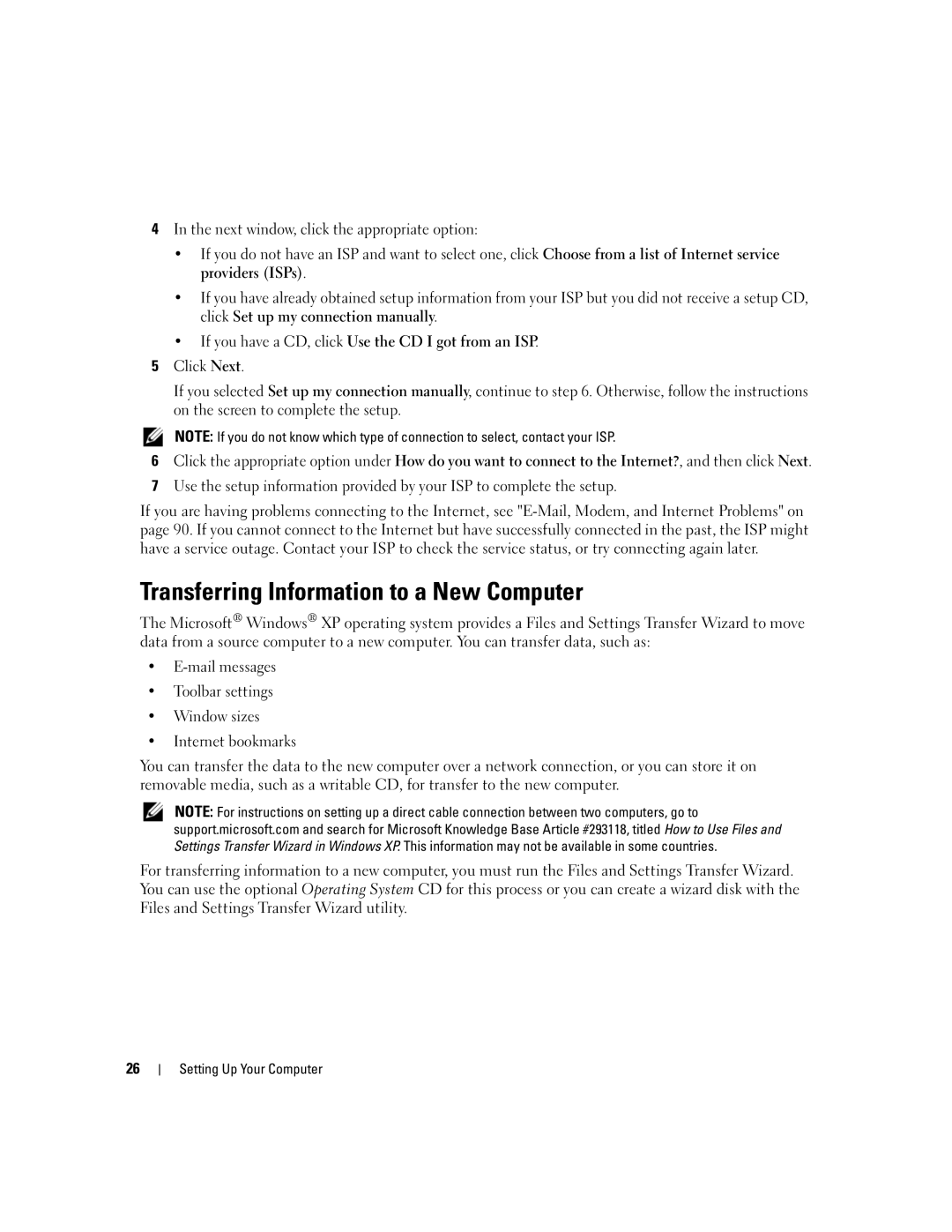 Dell M1210 manual Transferring Information to a New Computer 