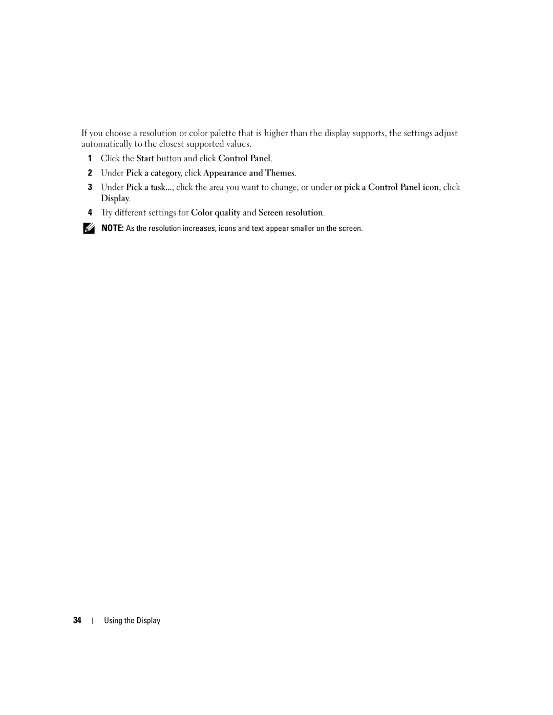 Dell M1210 manual Using the Display 