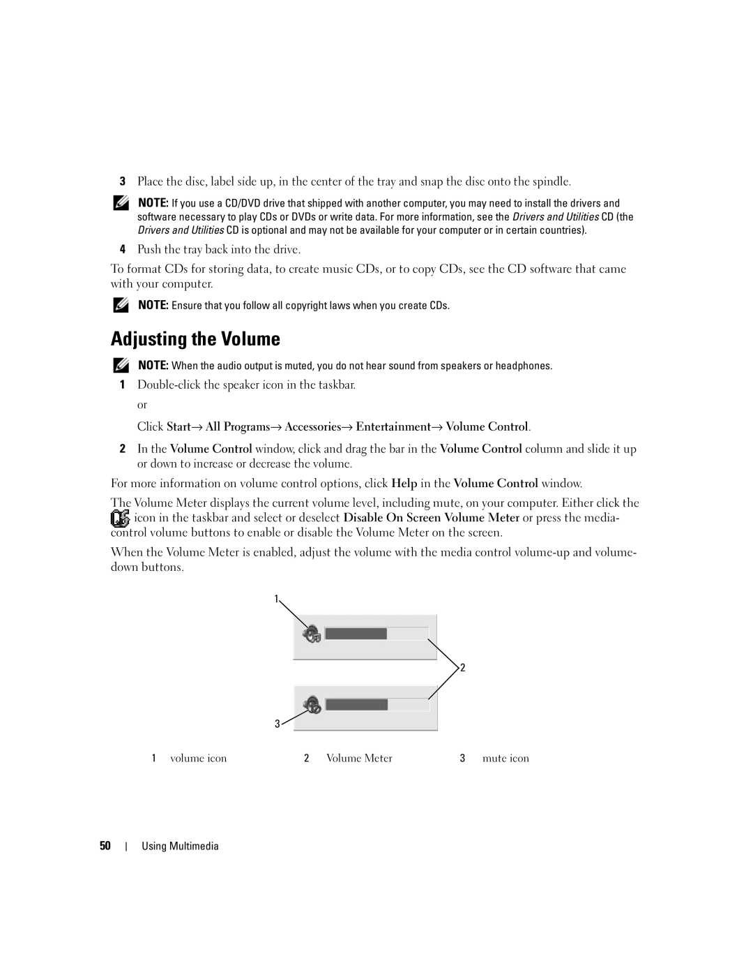 Dell M1210 manual Adjusting the Volume 