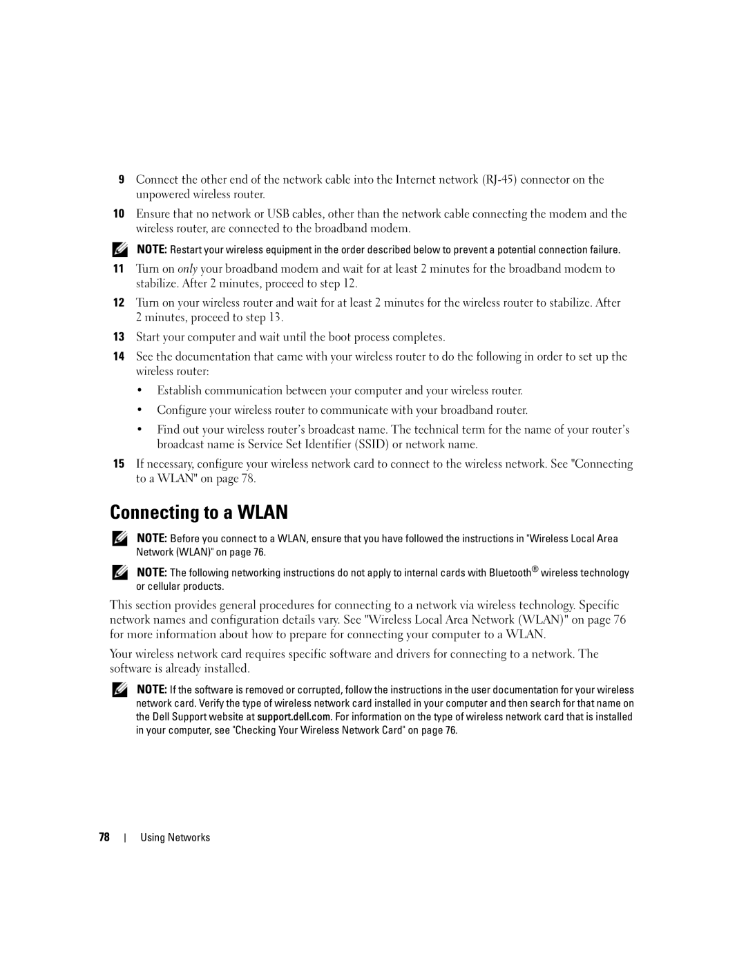 Dell M1210 manual Connecting to a Wlan 