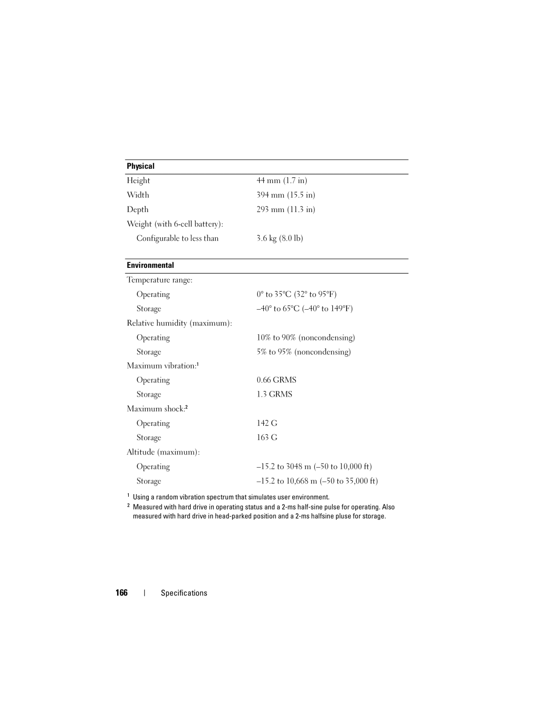 Dell M1330 owner manual 166 