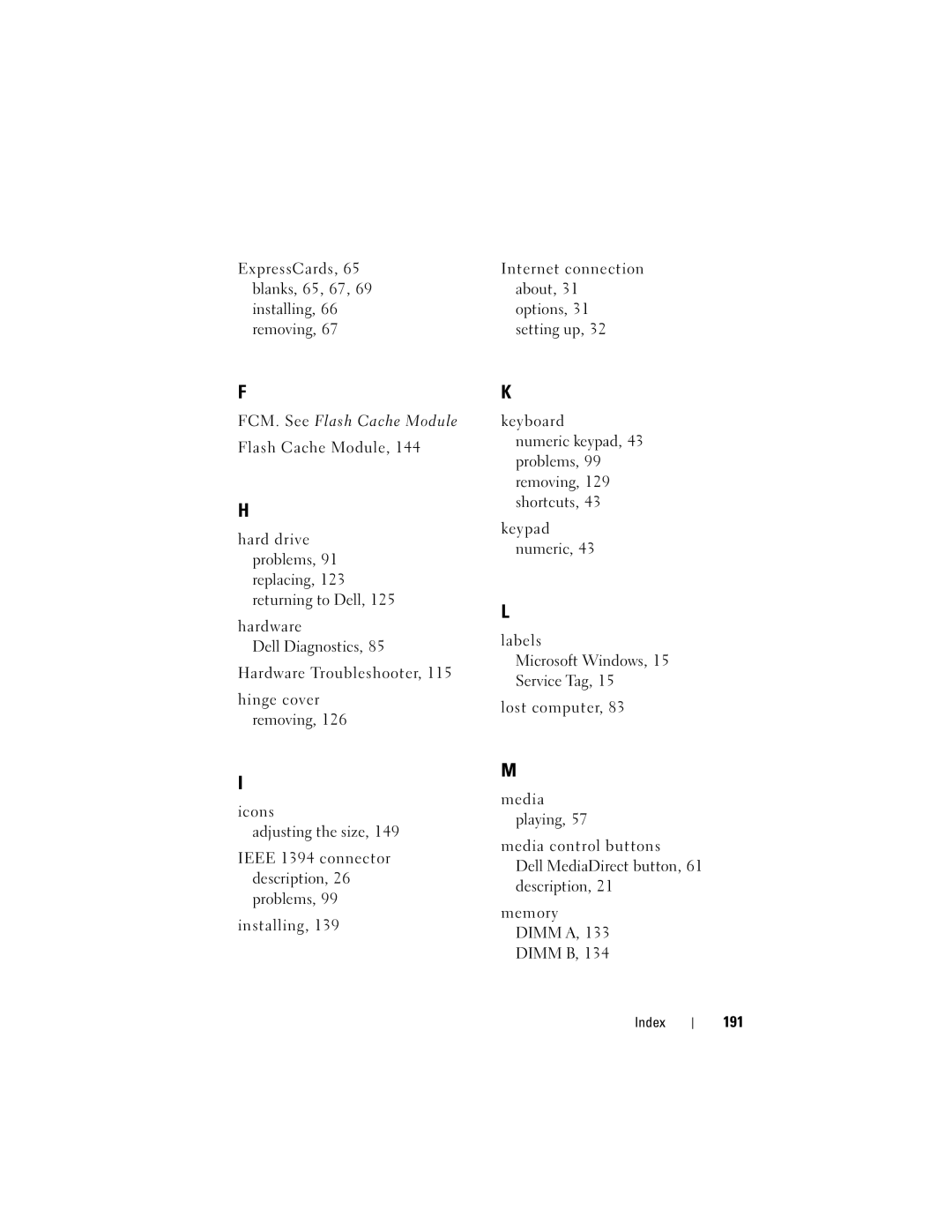 Dell M1330 owner manual 191 