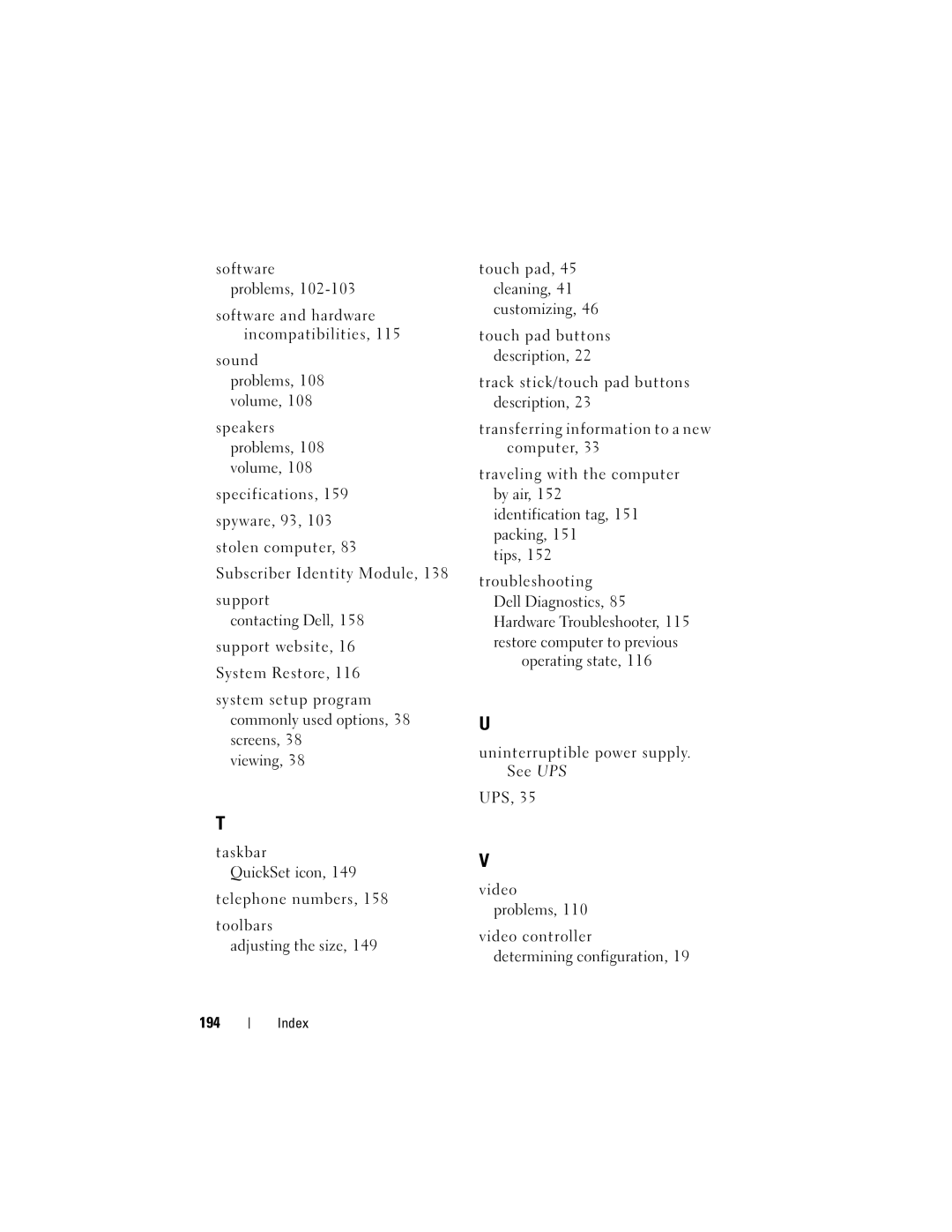 Dell M1330 owner manual Index 