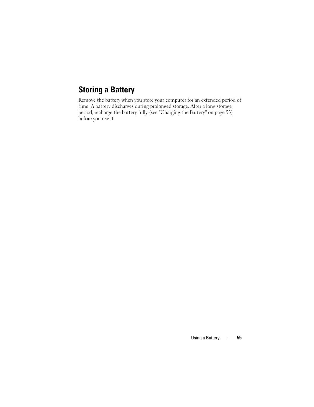 Dell M1330 owner manual Storing a Battery 