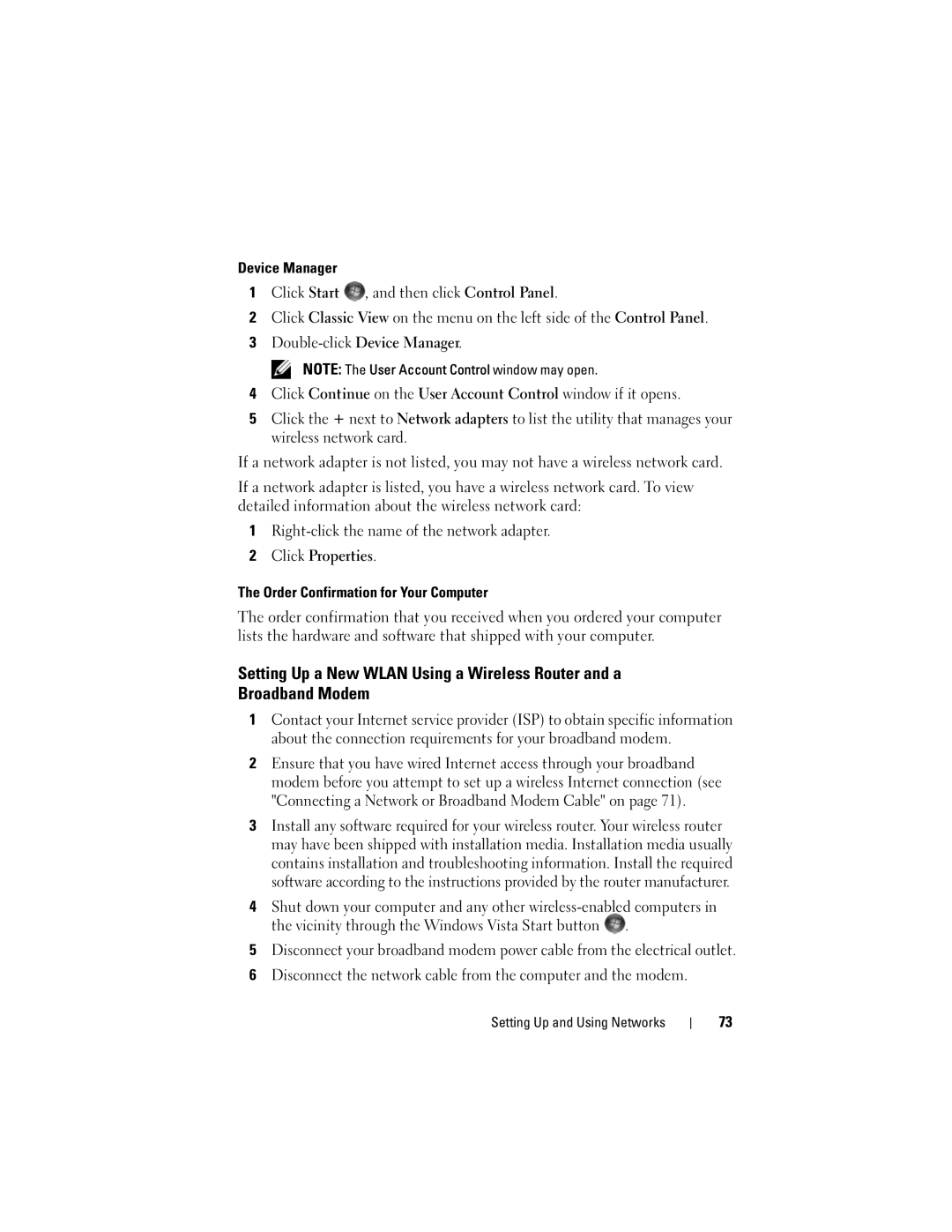 Dell M1330 owner manual Setting Up and Using Networks 