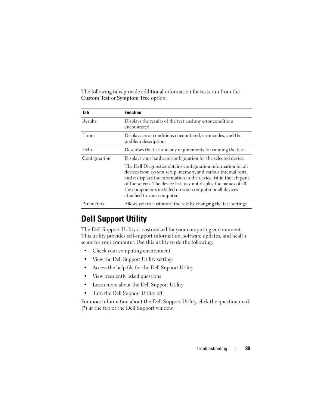 Dell M1330 owner manual Dell Support Utility 