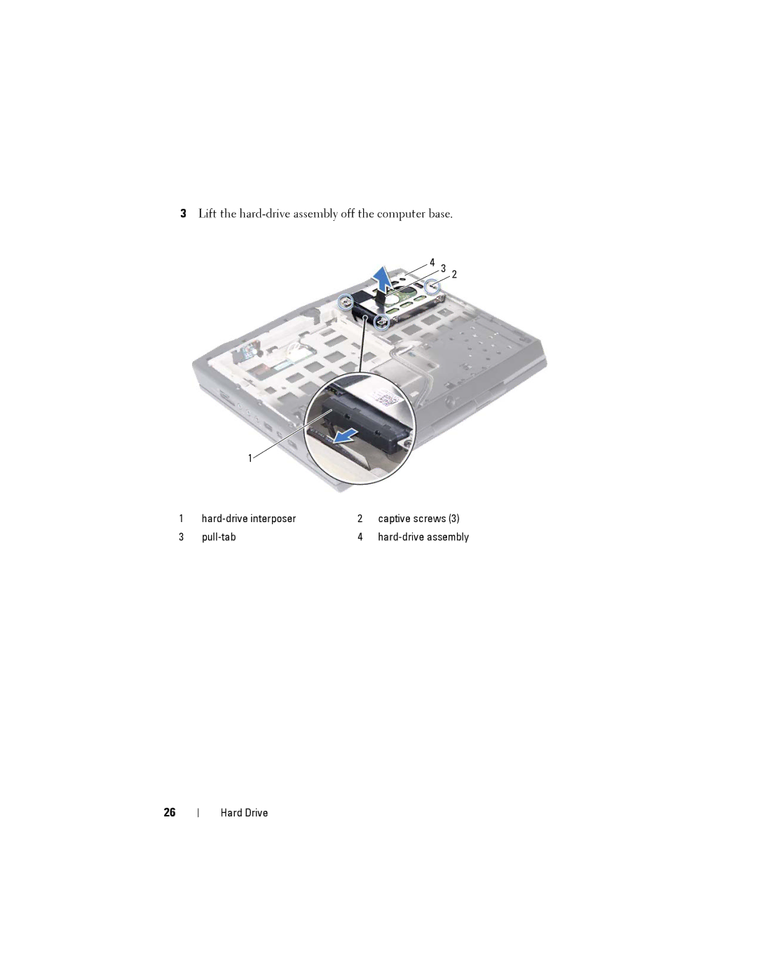 Dell M14XR2 owner manual Lift the hard-drive assembly off the computer base 