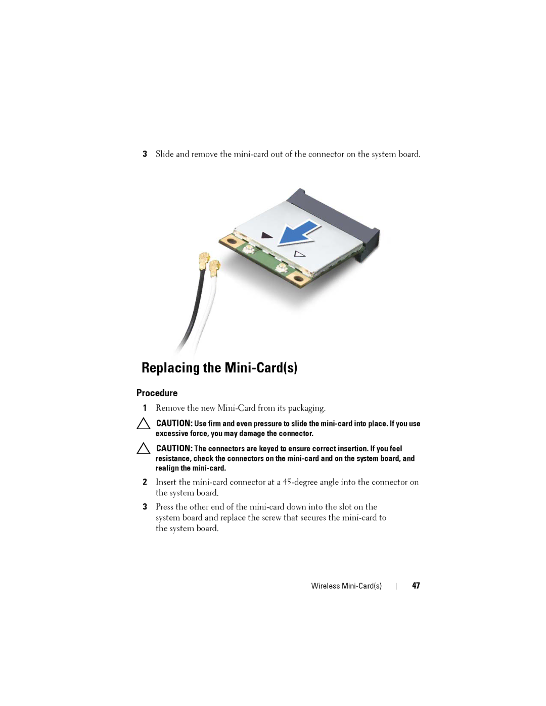 Dell M14XR2 owner manual Replacing the Mini-Cards 