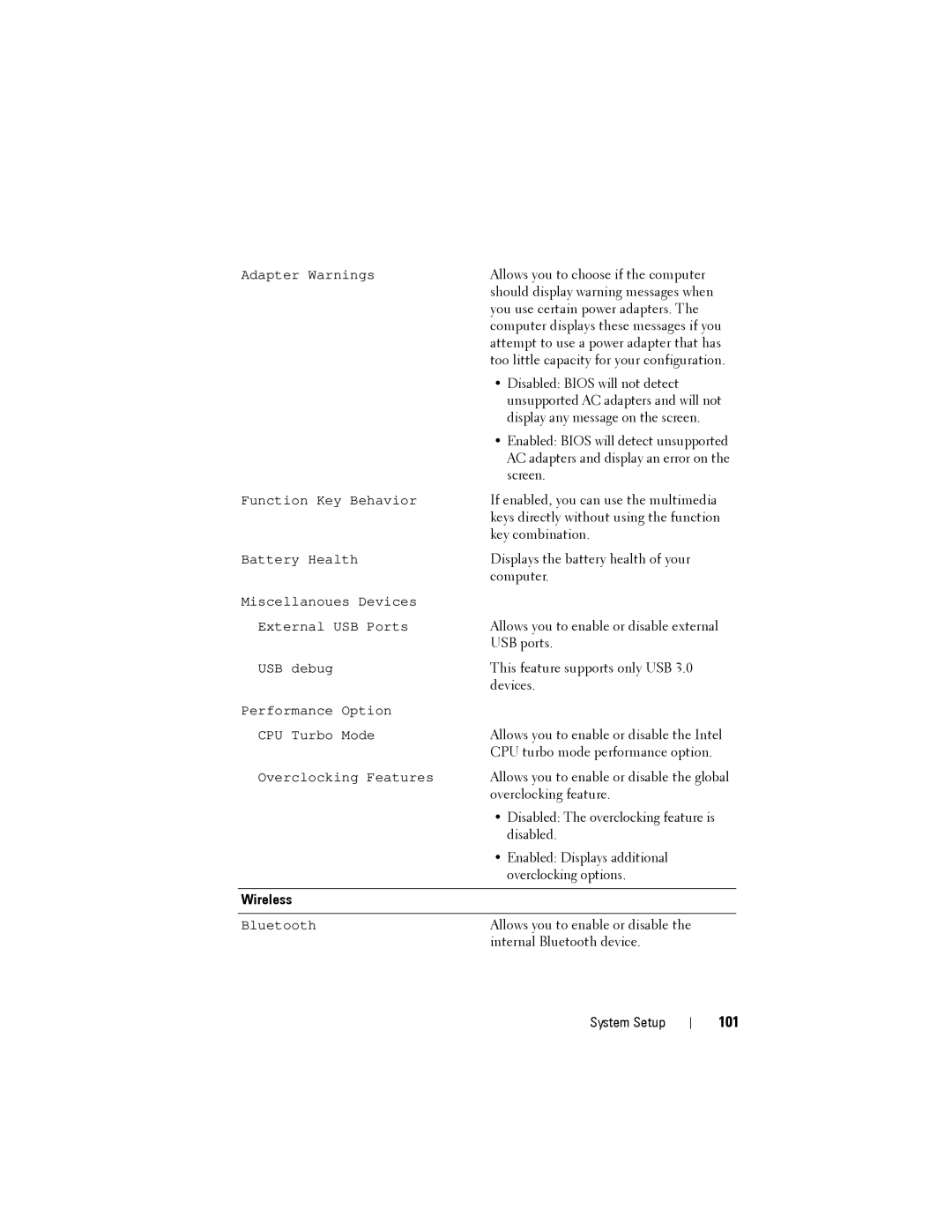 Dell M14XR2 owner manual 101 