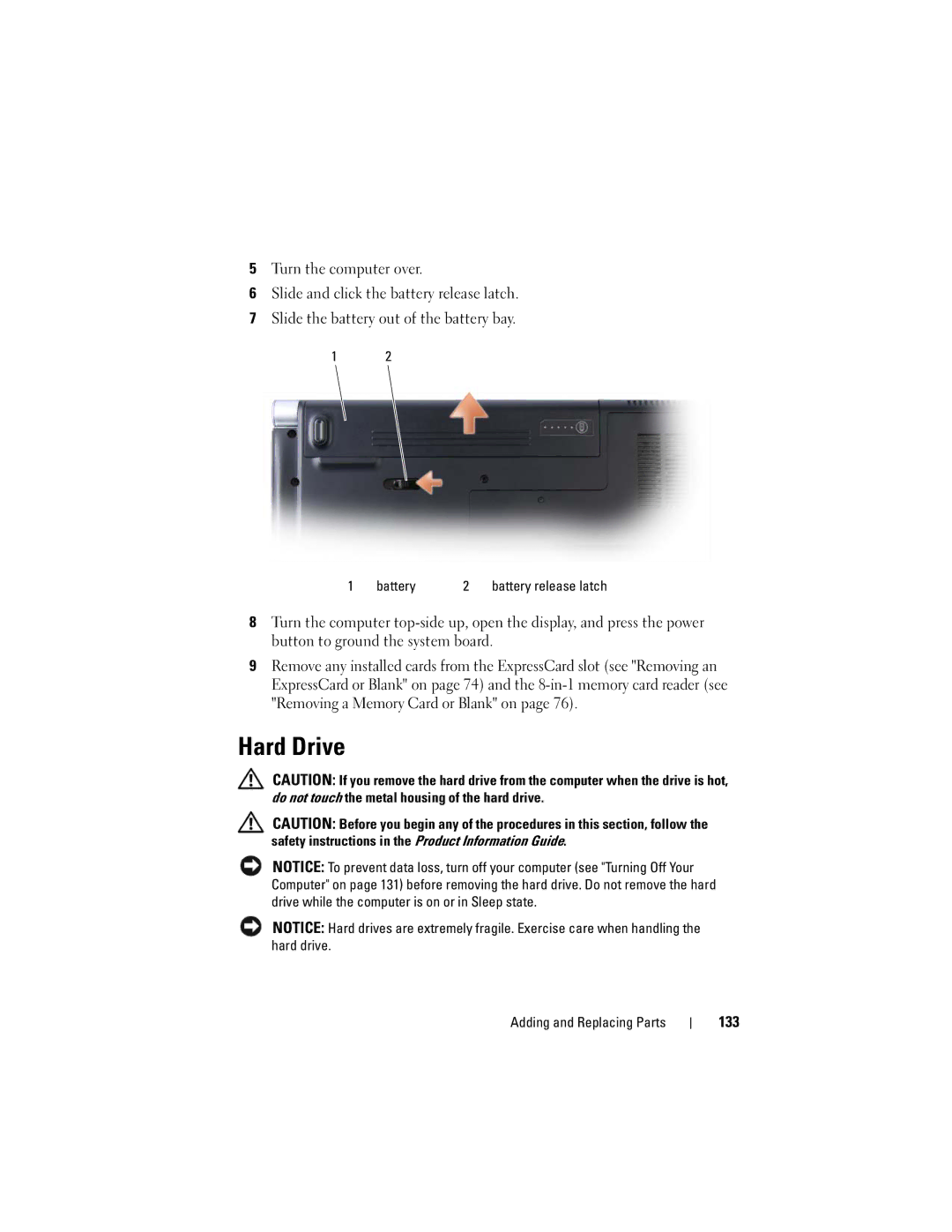 Dell M1530 owner manual Hard Drive, 133 