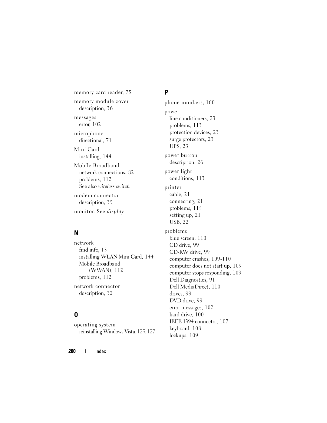 Dell M1530 owner manual Index 