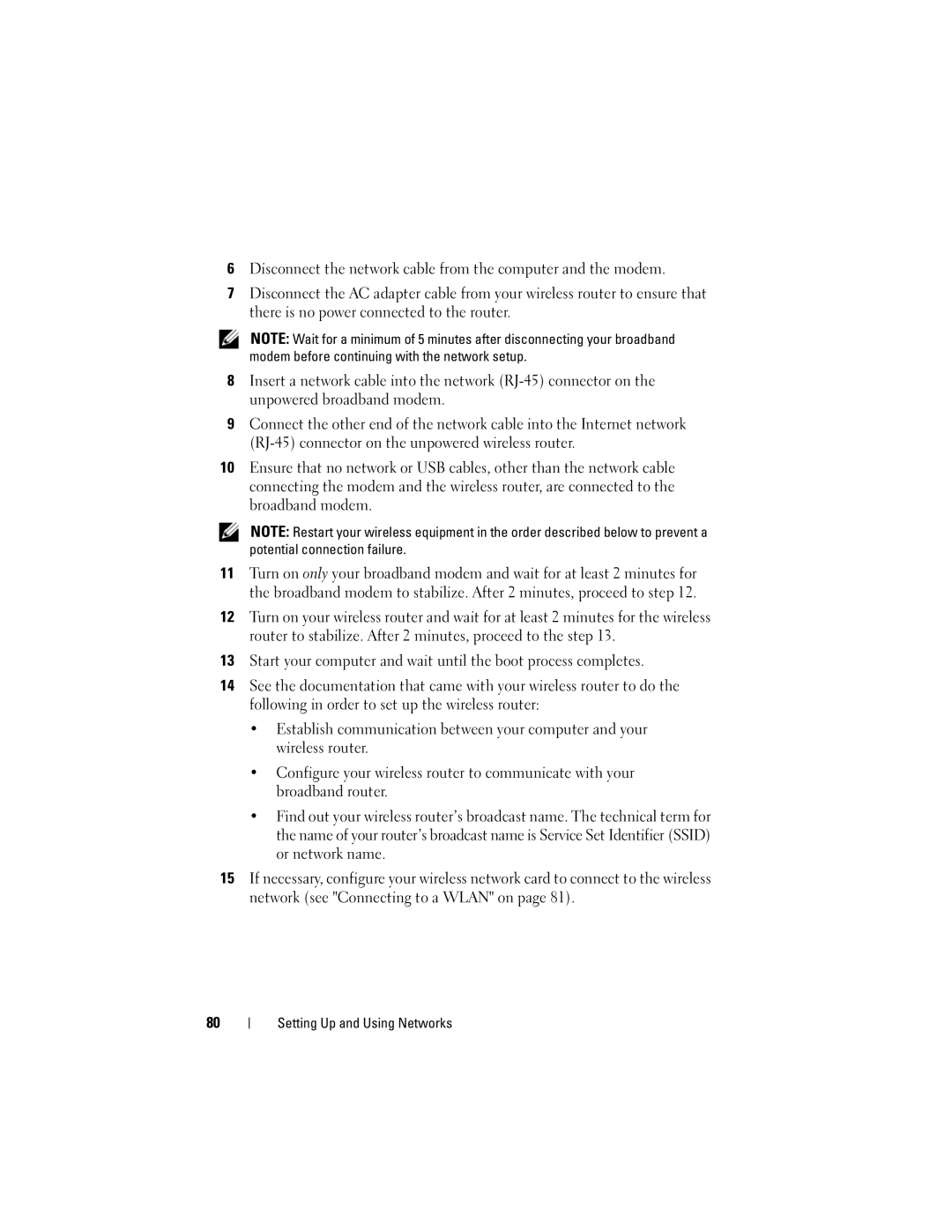 Dell M1530 owner manual Setting Up and Using Networks 