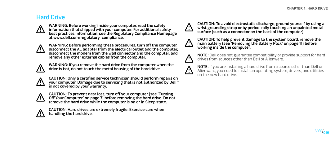 Dell M15x service manual Hard Drive 