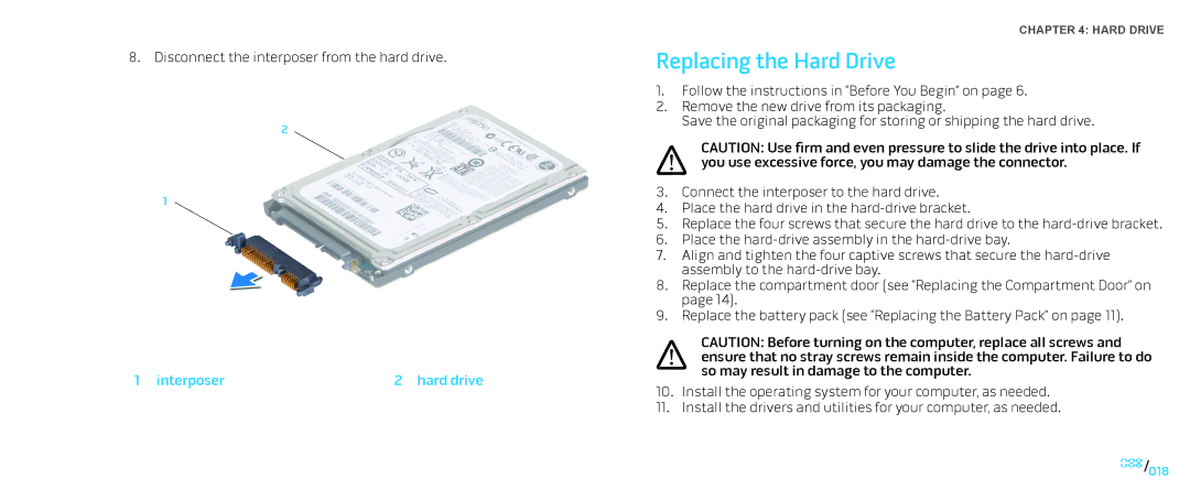 Dell M15x service manual Replacing the Hard Drive 