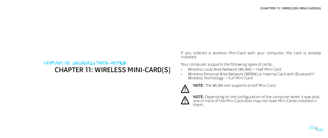 Dell M15x service manual Wireless MINI-CARDS 