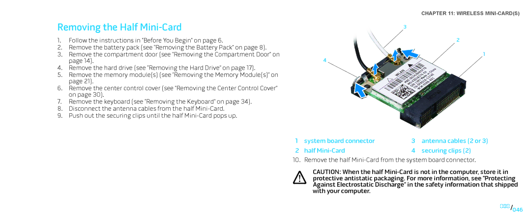 Dell M15x service manual Removing the Half Mini-Card 