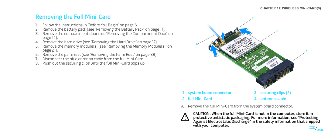 Dell M15x service manual Removing the Full Mini-Card 