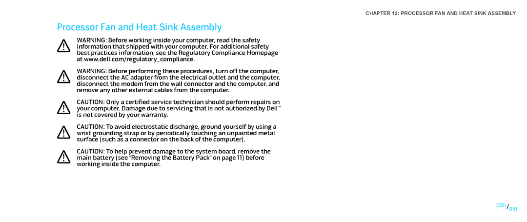 Dell M15x service manual Processor Fan and Heat Sink Assembly 