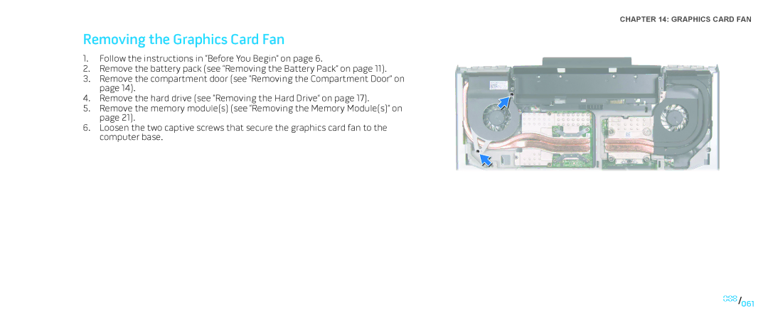 Dell M15x service manual Removing the Graphics Card Fan 