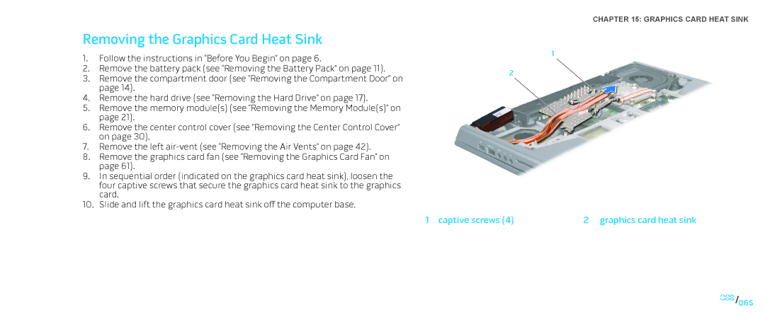 Dell M15x service manual Removing the Graphics Card Heat Sink 