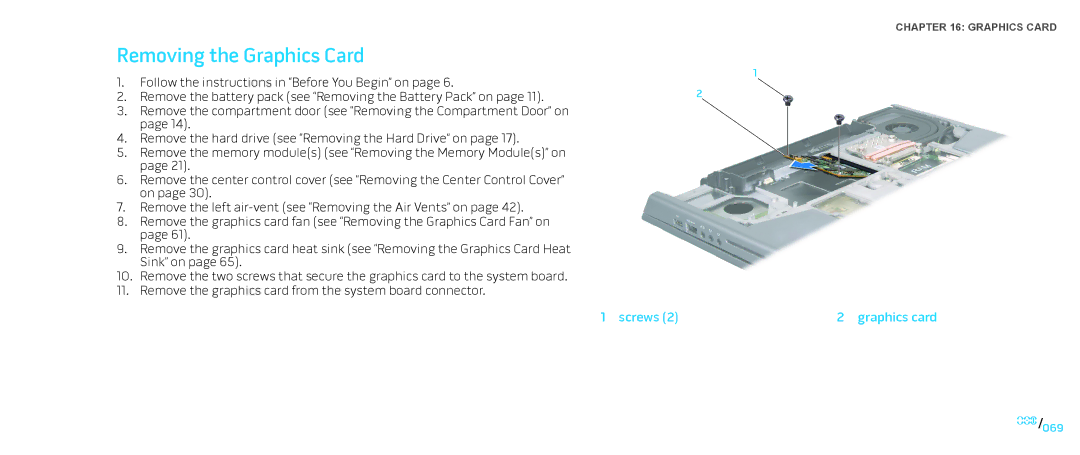 Dell M15x service manual Removing the Graphics Card 