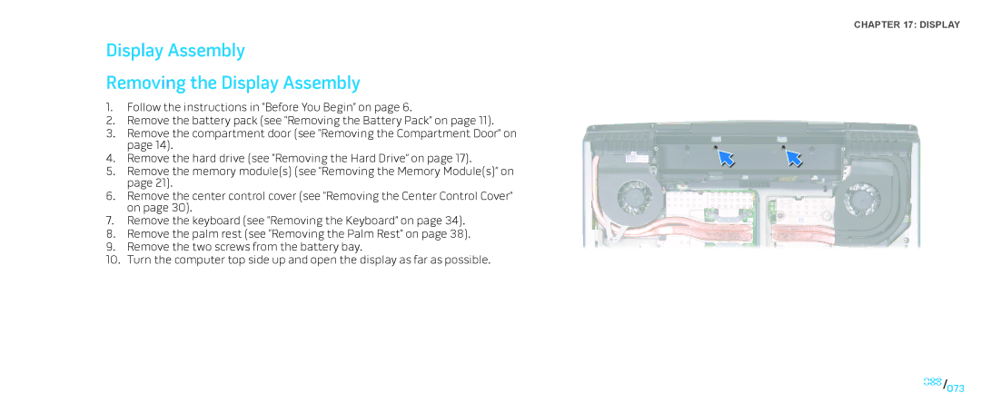 Dell M15x service manual Display Assembly Removing the Display Assembly 