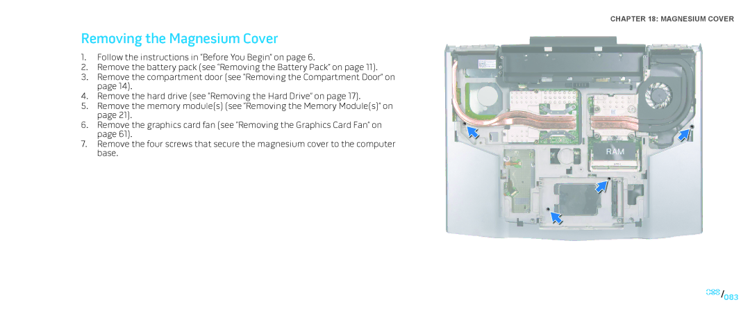 Dell M15x service manual Removing the Magnesium Cover 