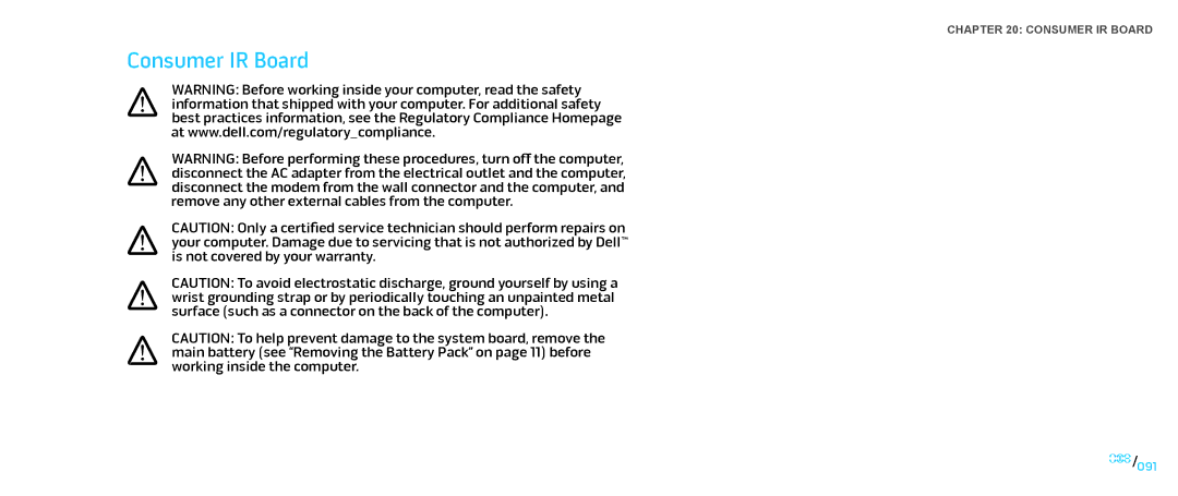 Dell M15x service manual Consumer IR Board 