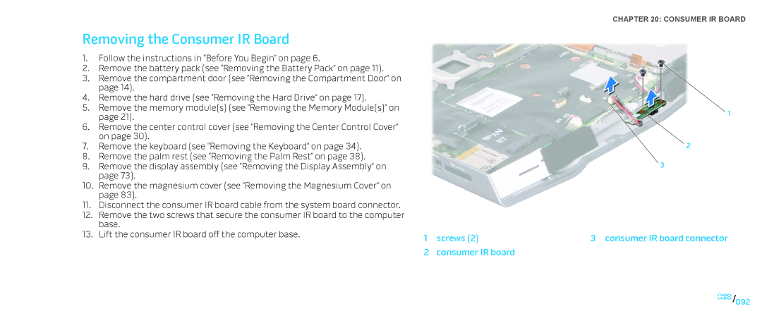 Dell M15x service manual Removing the Consumer IR Board 