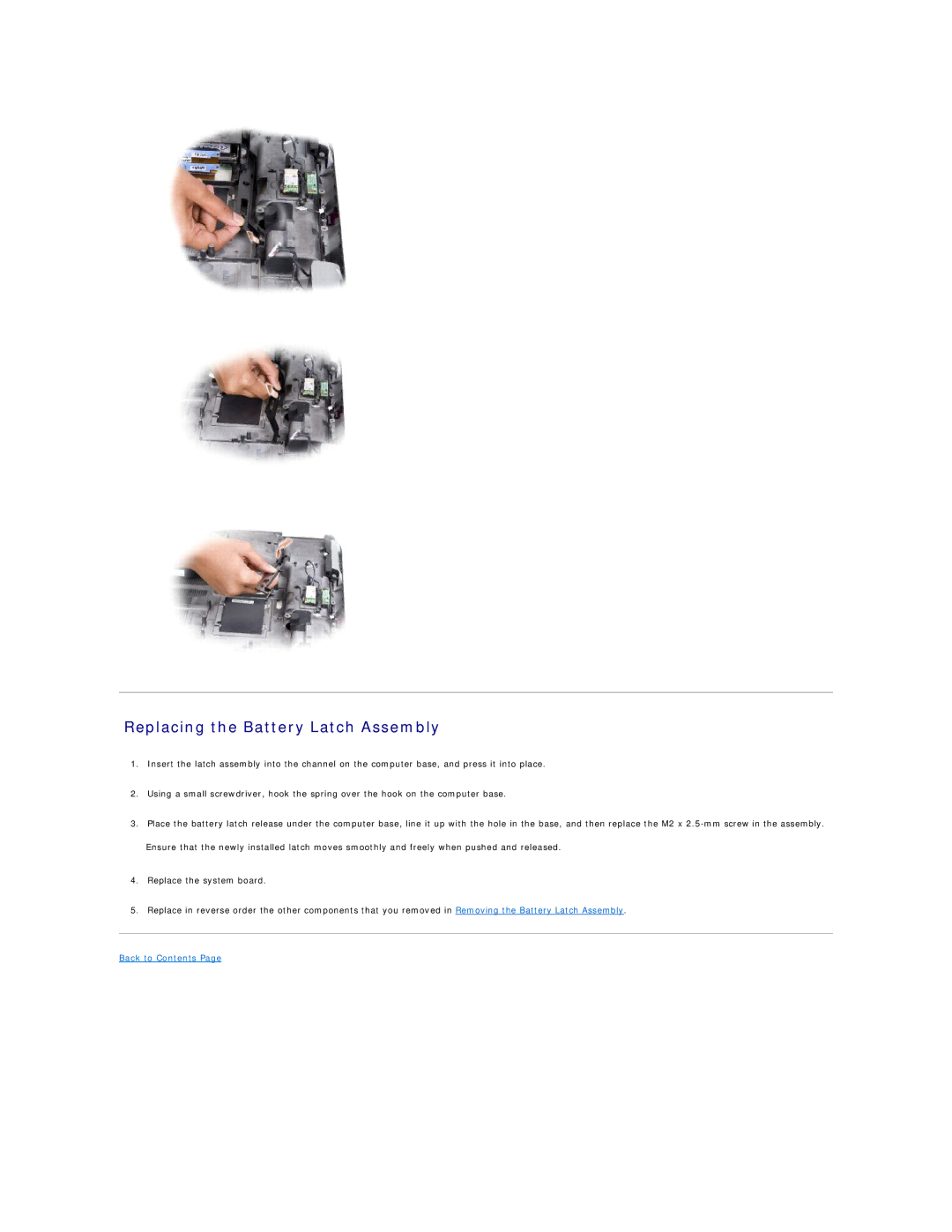 Dell M1730 manual Replacing the Battery Latch Assembly 