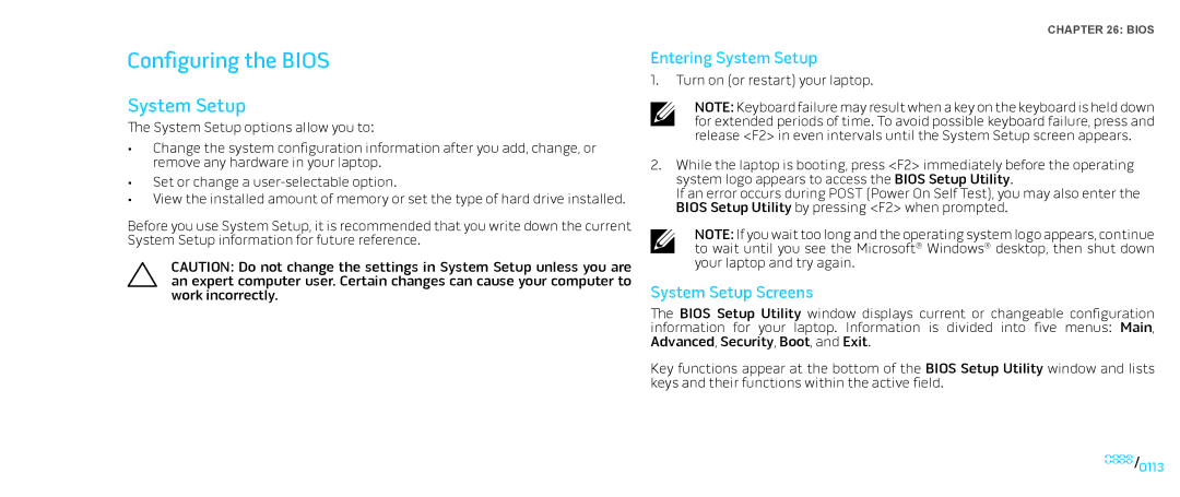 Dell M17X service manual Configuring the Bios, System Setup 