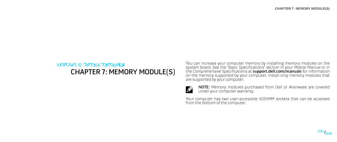 Dell M17X service manual Memory Modules 