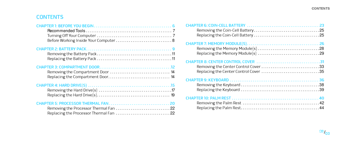 Dell M17X service manual Contents 