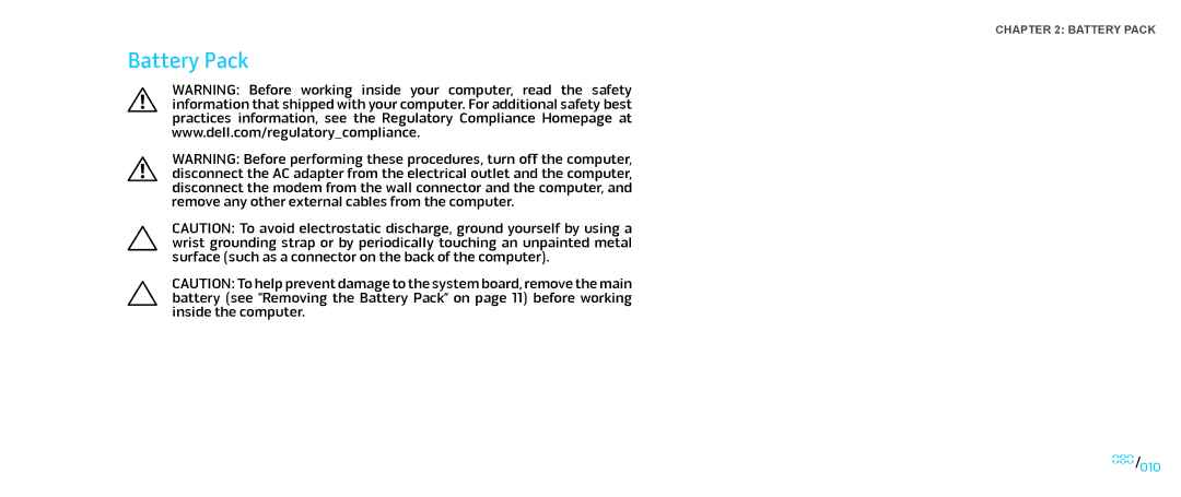 Dell M17X service manual Battery Pack 