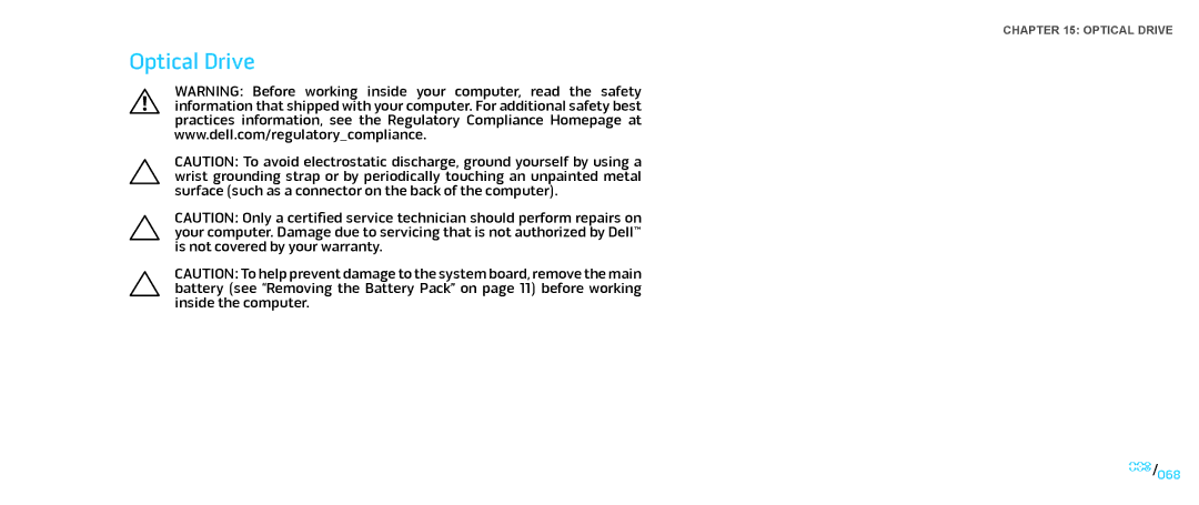 Dell M17X service manual Optical Drive 