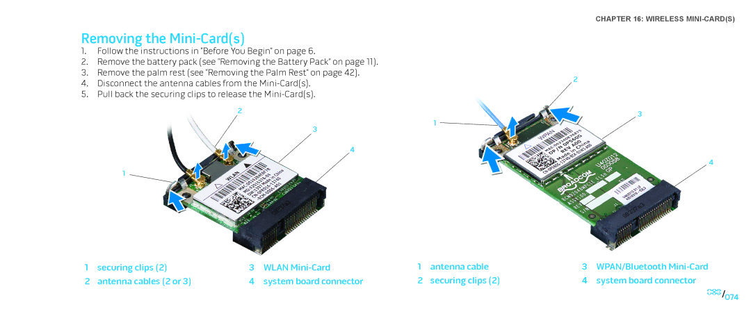 Dell M17X service manual Removing the Mini-Cards 