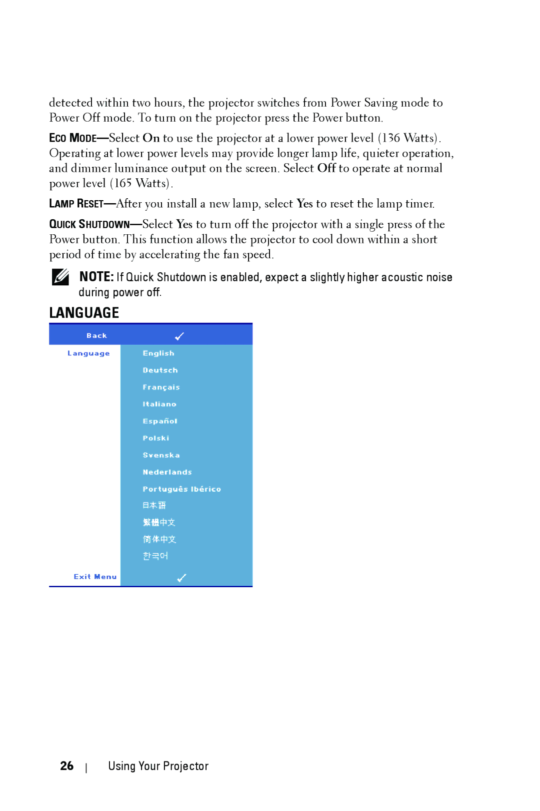 Dell M209X manual Language 